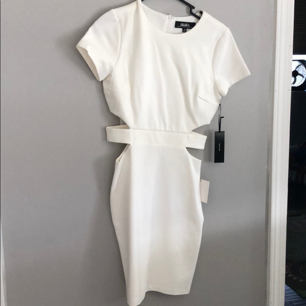 Lulus White Bodycon Dress with Side Cutouts!